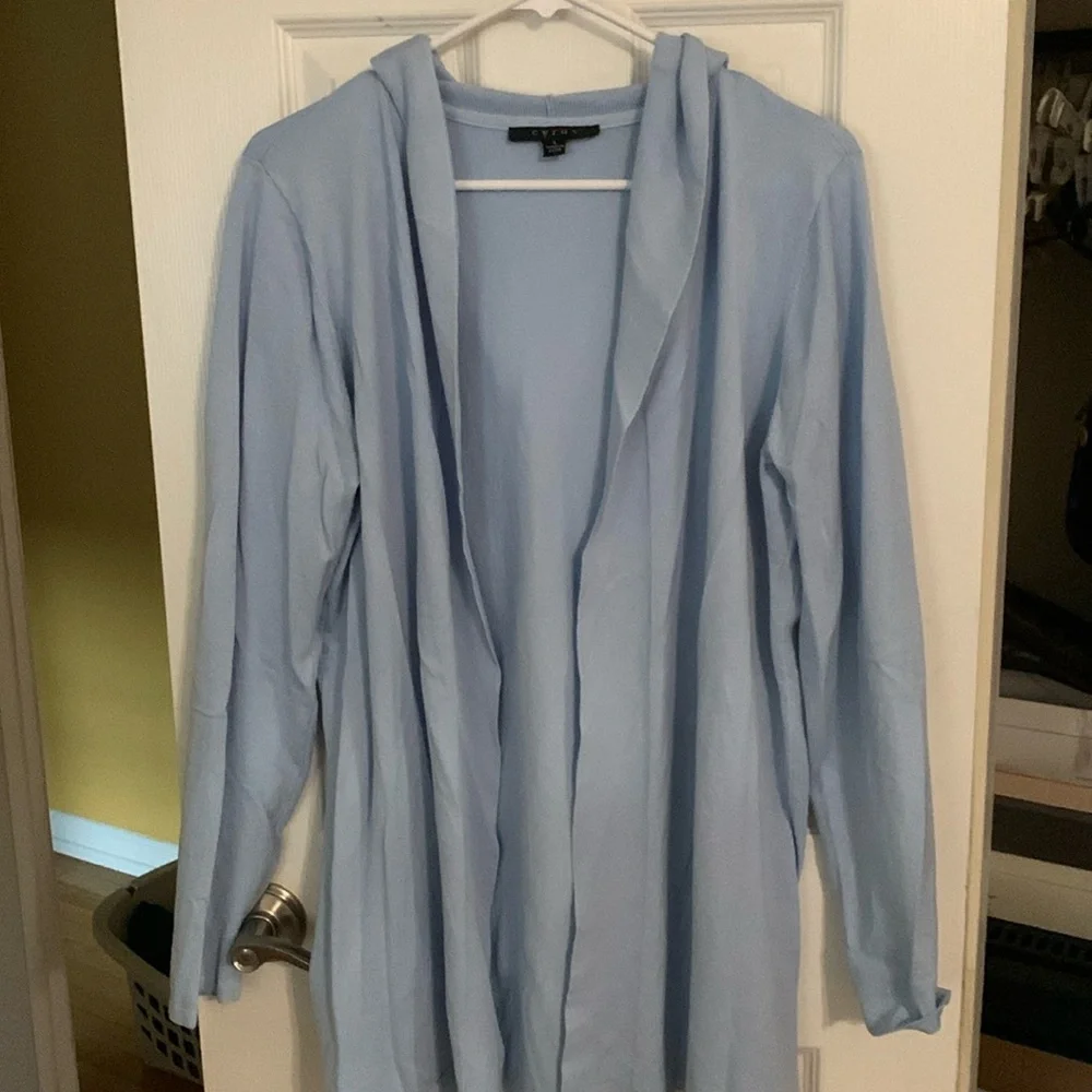 Women’s Cyrus long, hooded cardigan, light blue - Picture 1 of 9